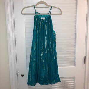 NWT Milly Vintage Y2K Silk Dress from Neiman Marcus, Blue and Gold - Size 8
